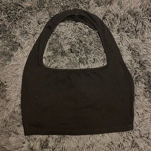 Black Open Back Halter Top